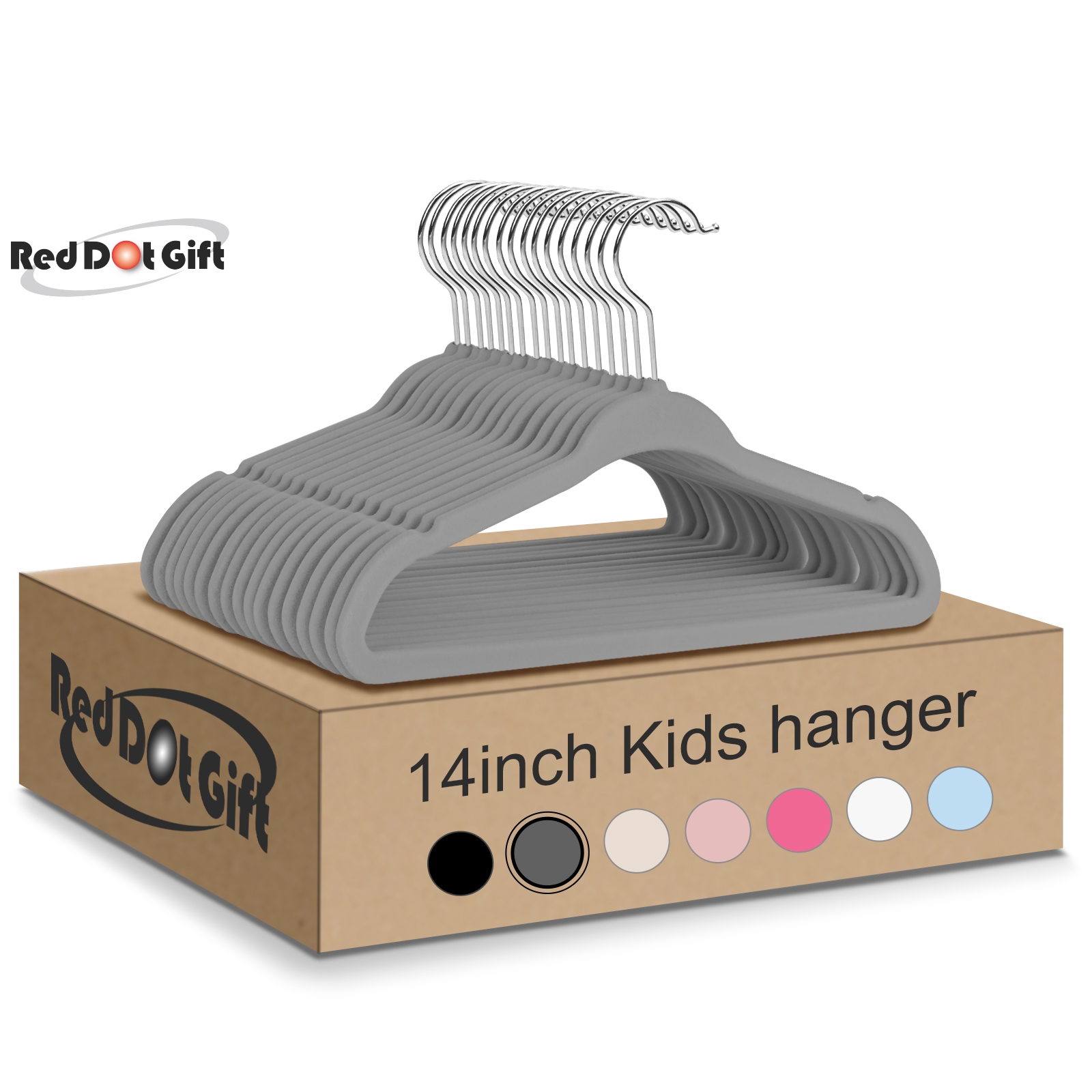 Premium Kids Velvet Hangers (14” Inch - 50 Pack) Nonslip 14 - 50