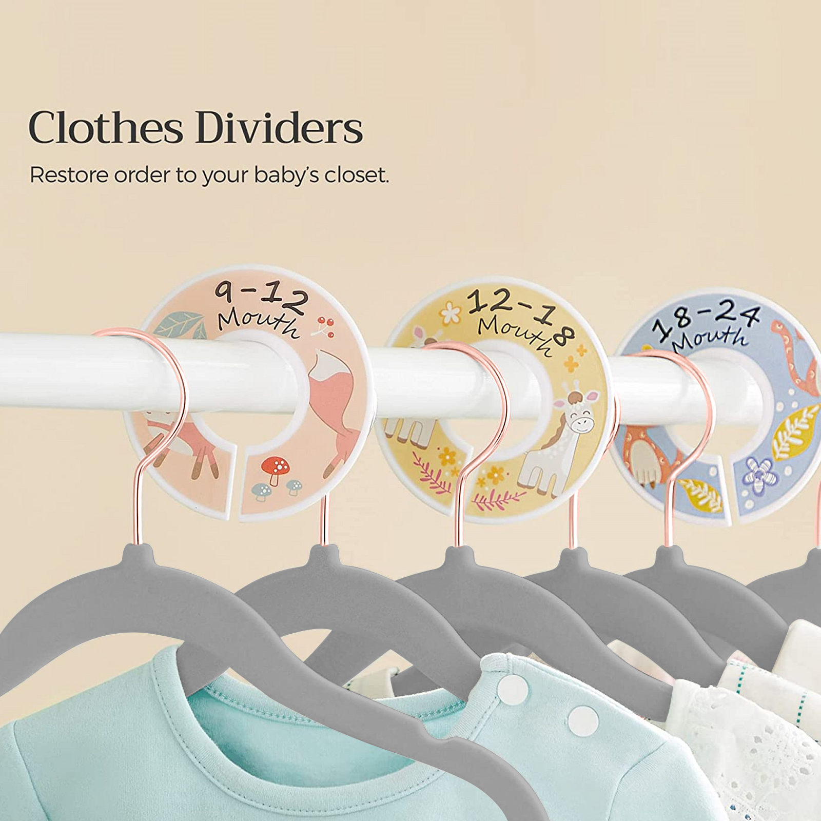 Casafield 50 Velvet Baby Hangers - 11 Size for Infant & Toddler Clothes - Ivory
