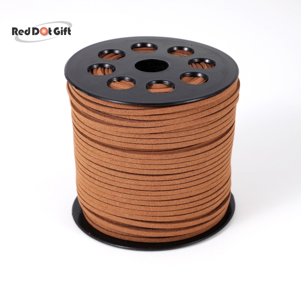 50/100 Yards Brown Color Suede Cord, Leather Cord 2.6mm x 1.5mm Suede Lace  Faux Leather Cord with Roll Spool Beading Craft Thread for Bracelet  Necklace Beading DIY Handmade Crafts Thread. - Red