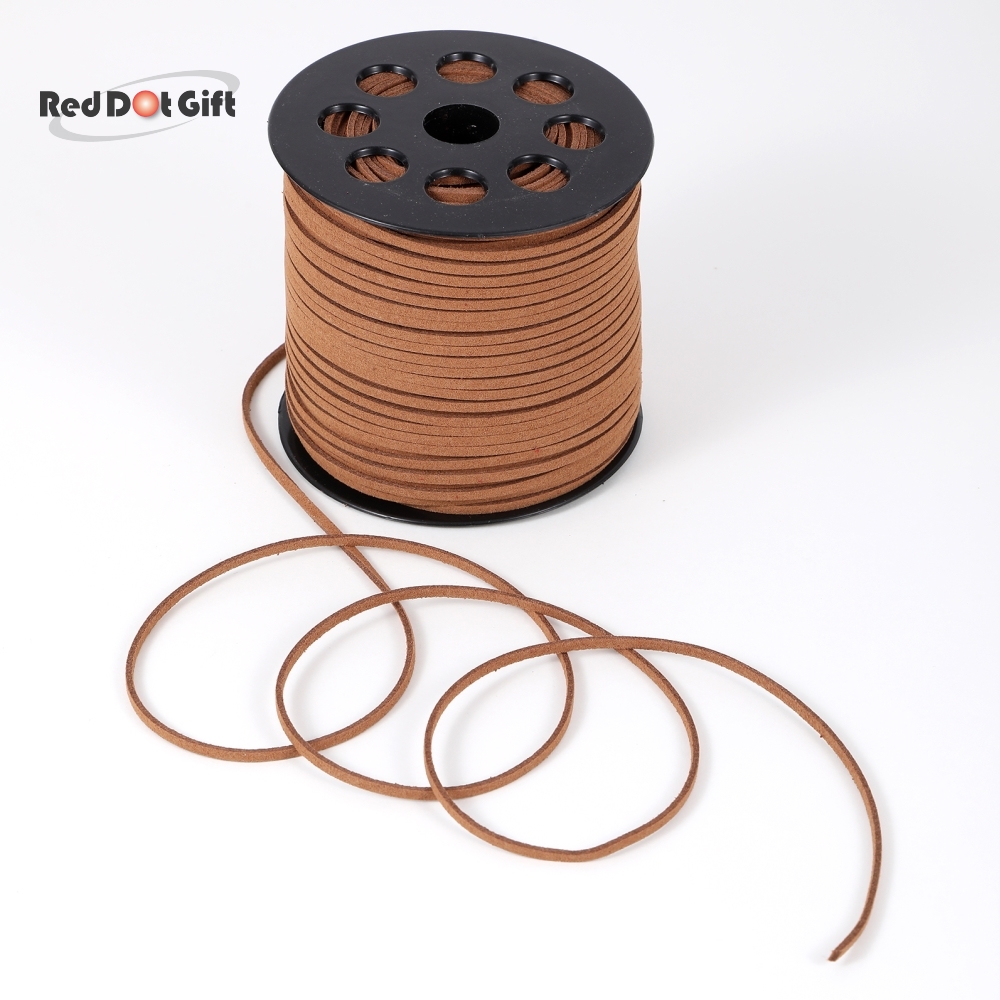 50/100 Yards Brown Color Suede Cord, Leather Cord 2.6mm x 1.5mm
