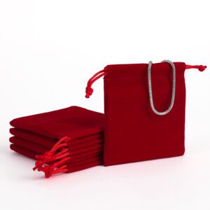 8*10cm Red Color Velvet Drawstring Pouches