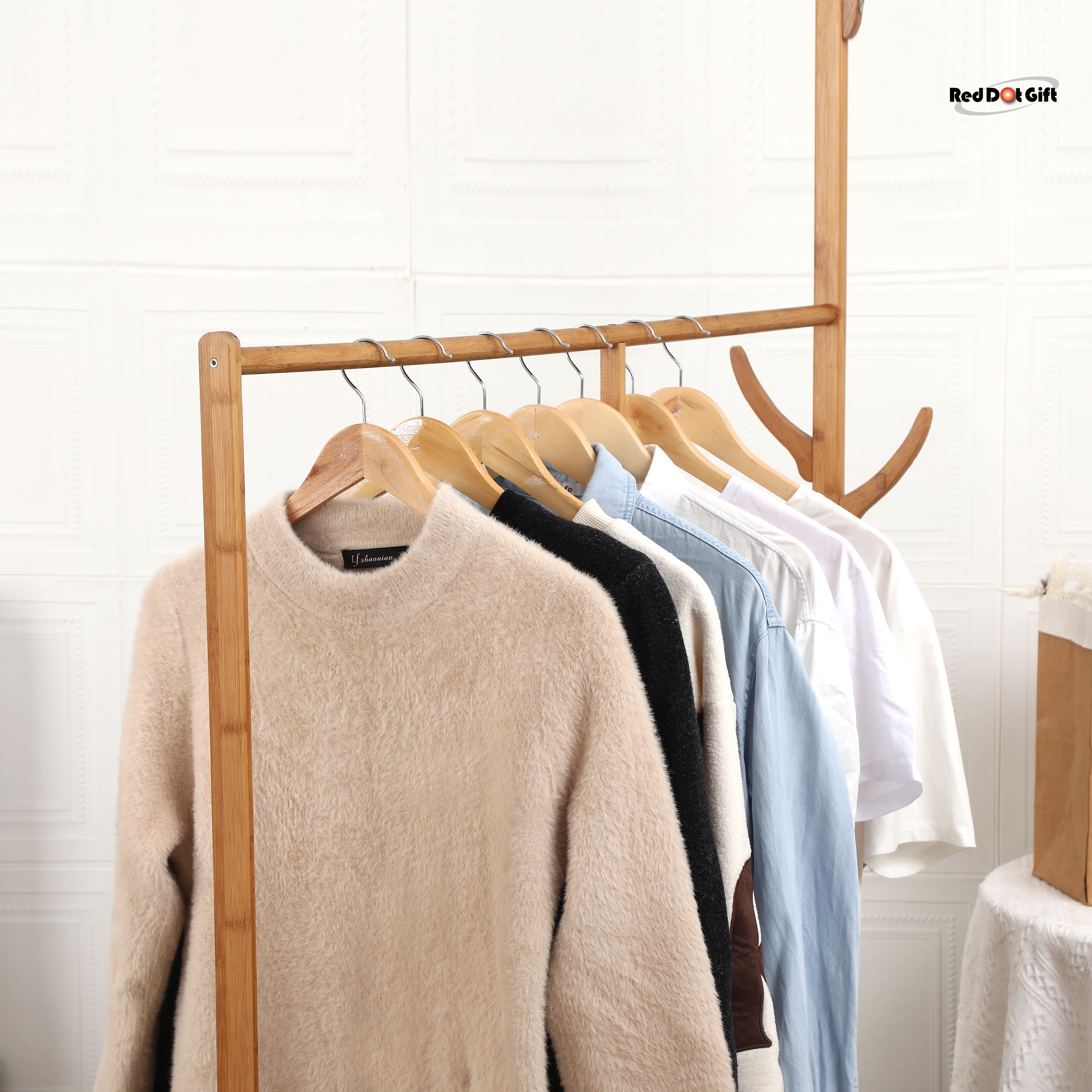 Natural Wooden Hangers Heavy Duty Suit Hangers with 360° Swivel