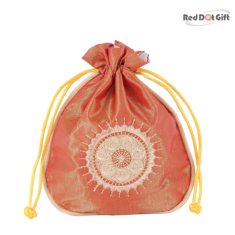 10-Pack Orange Satin Drawstring Pouch Size 13*15cm