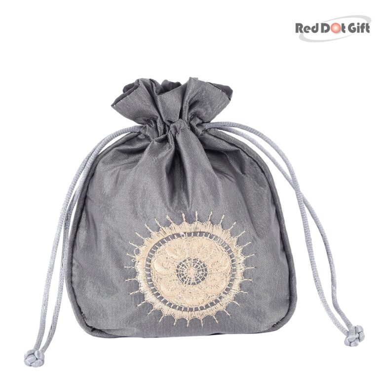 10-Pack Grey Color Satin Drawstring Pouch Size 13*15cm