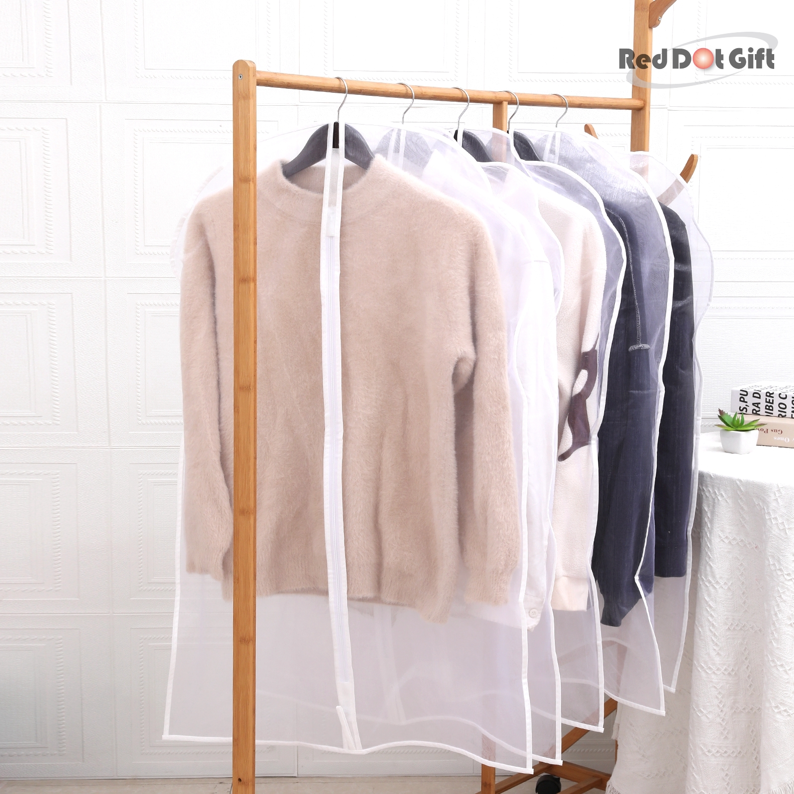 White Organza Garments Cover 100*60cm Dust Cover Garment Bag With Zipper Dust Cover for Clothes Storage Closet