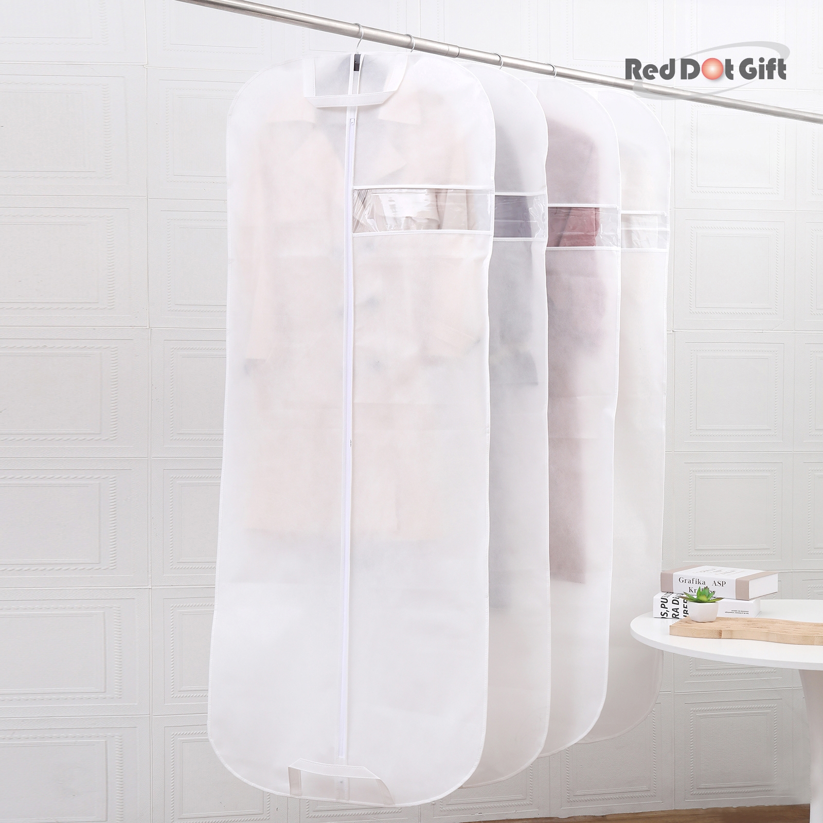 White Non-Woven Garments Cover ( 2 Sizes ) for Abayas, long Dress,Jelebya,Evening Dress With Zipper