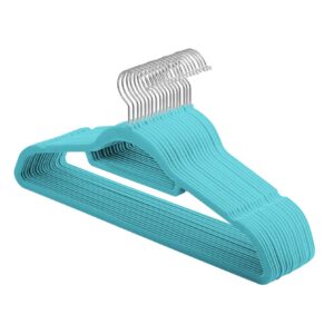 Teal Non-Slip Velvet Hangers 42cm With 360 Degree Rotatable Hook - Durable & Slim - Non Slip Hangers for Coat Hangers - Pant Hangers…