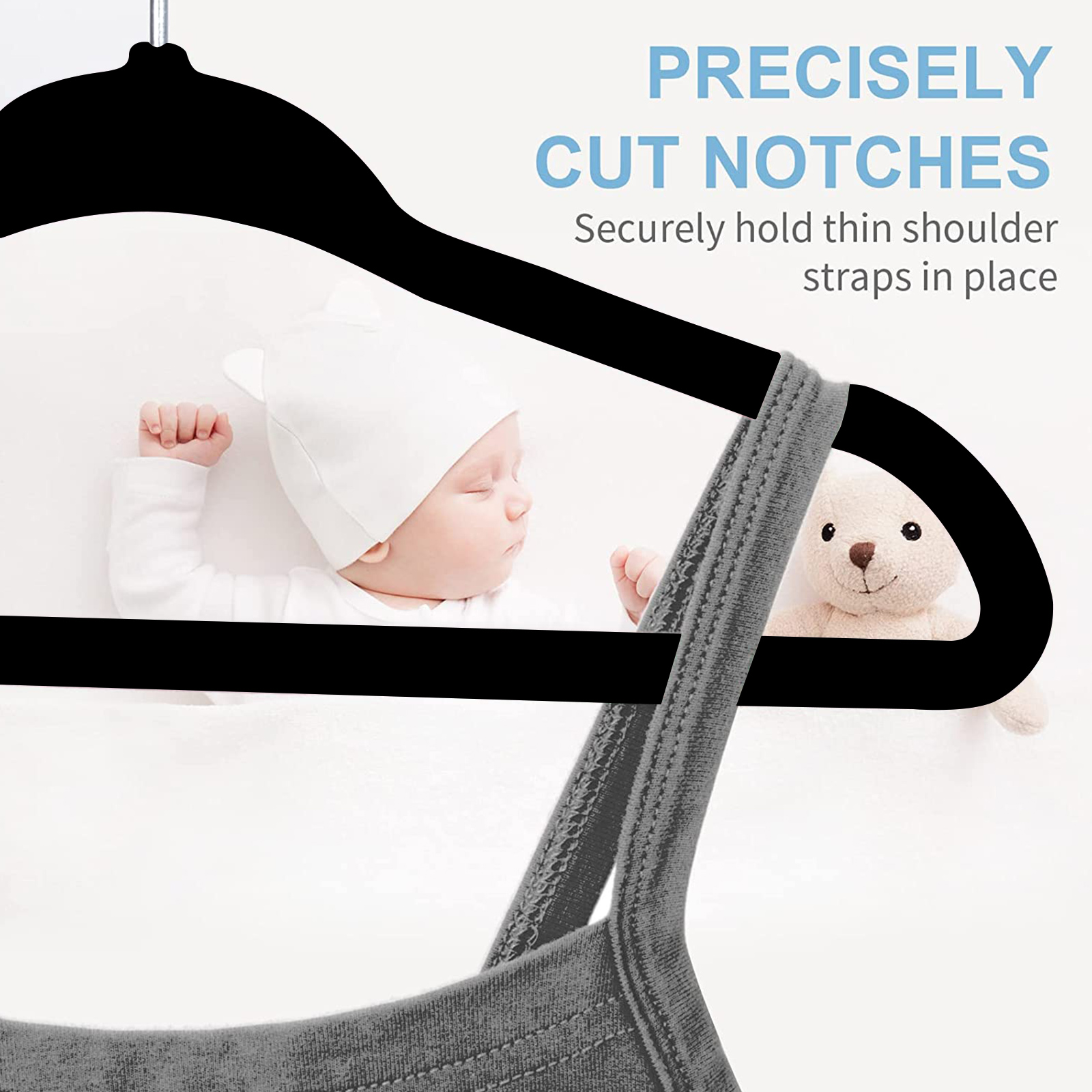 Casafield 100 Velvet Baby Hangers for Infant & Toddler Clothes, 11 inch - Light Blue