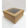Bakery Boxes Cake Box with Clear Window (Pack of 10/50/100) - 10" x 10" x 4.8" (26 * 26 * 12cm)- Brown Kraft Paper Box for Pie, Cookies, Cake, or Cupcakes