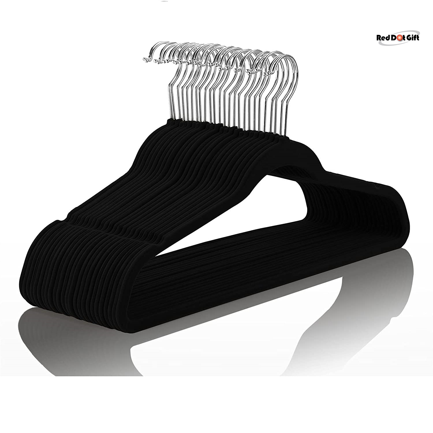 Black NonSlip Velvet Hangers 44.5cm With 360 Degree Rotatable Hook
