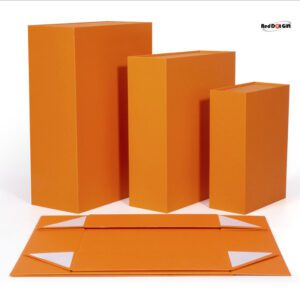 Orange Color Flat Cardboard Boxes, Magnet Boxes, for Gifts, Packing, Easy To Fold Style