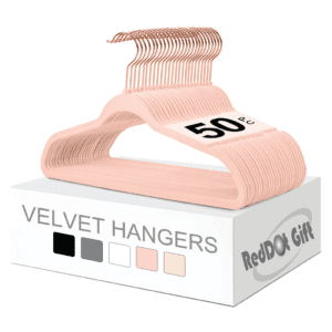 Rose-Pink 45cm Non-Slip Velvet Hangers & Rose Golden 360 Degree Rotatable Hook - Durable & Slim - Non Slip Hangers for Coat Hangers - Pant Hangers