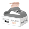 Grey 45cm Non-Slip Velvet Hangers & Rose Golden Hook