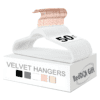 White 45cm Non-Slip Velvet Hangers & Rose Golden Hook