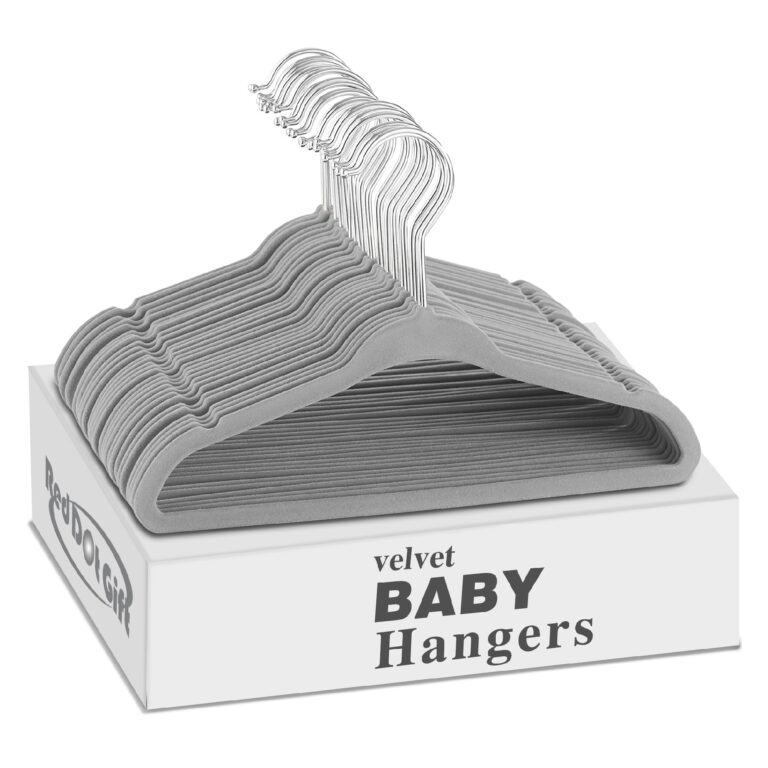Baby Velvet Hangers Grey 11Inch/28cm - Nursery Clothes Hangers Non Slip Toddler Hangers, 360 Chrome Swivel Hook