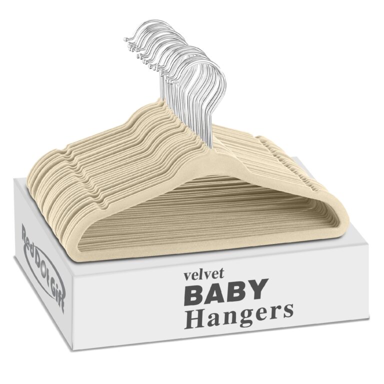 Baby Velvet Hangers Beige 11Inch/28cm - Nursery Clothes Hangers Non Slip Toddler Hangers, 360 Chrome Swivel Hook