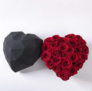 Black Diamond Heart Shape Flower Box Valentine's Day Love Acrylic Flower Box Preserved Flower Gift Box Rose Flower Gift Box
