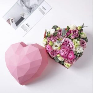 Pink Diamond Heart Shape Flower Box Valentine's Day Love Acrylic Flower Box Preserved Flower Gift Box Rose Flower Gift Box