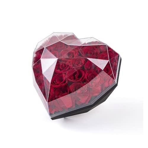 Black Diamond Heart Shape Flower Box Valentine's Day Love Acrylic Flower Box Preserved Flower Gift Box Rose Flower Gift Box