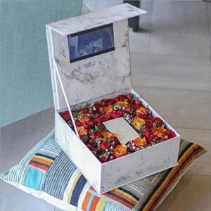 Marble Color LCD screen video gift box rose flower box birthday wedding anniversary storage box 7 inch video box