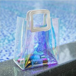 Laser Bags & White Leather Handle H28*20 * 10cm Water Proof For Beauty Women,Shopping Bags, Flowers Bags