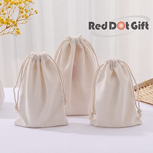 Pack Of 10 Cotton Pouch Drawstring Bags Canvas Gift Bags ( 9 Sizes ...