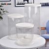 White Round Transparent Cake Box Bakery Carrier Packing Clear Box for Wedding, Birthday, Anniversary, Display.