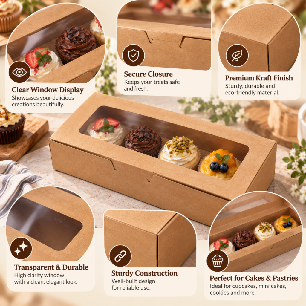 rectangular bakery boxes with clear display window