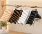premium wooden suit hangers with non-slip clips and 360 degree swivel hooks