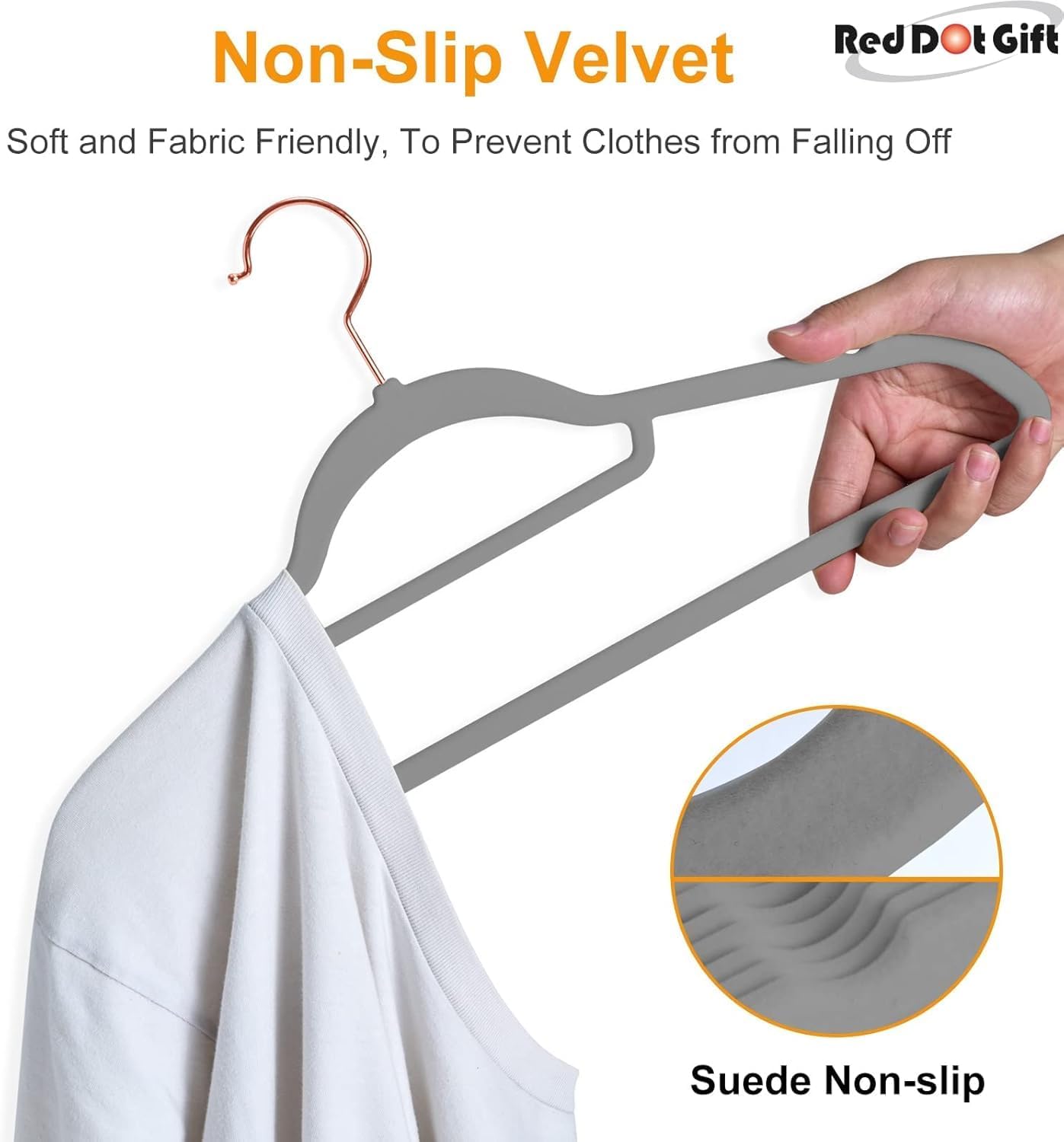 Premium Velvet Hangers with 360-Degree Swivel Rose Gold Hooks (42cm) – Ultra-Slim Space-Saving Non-Slip Heavy-Duty Clothes Hangers for Suits, Shirts, Coat & Dresses - Image 2