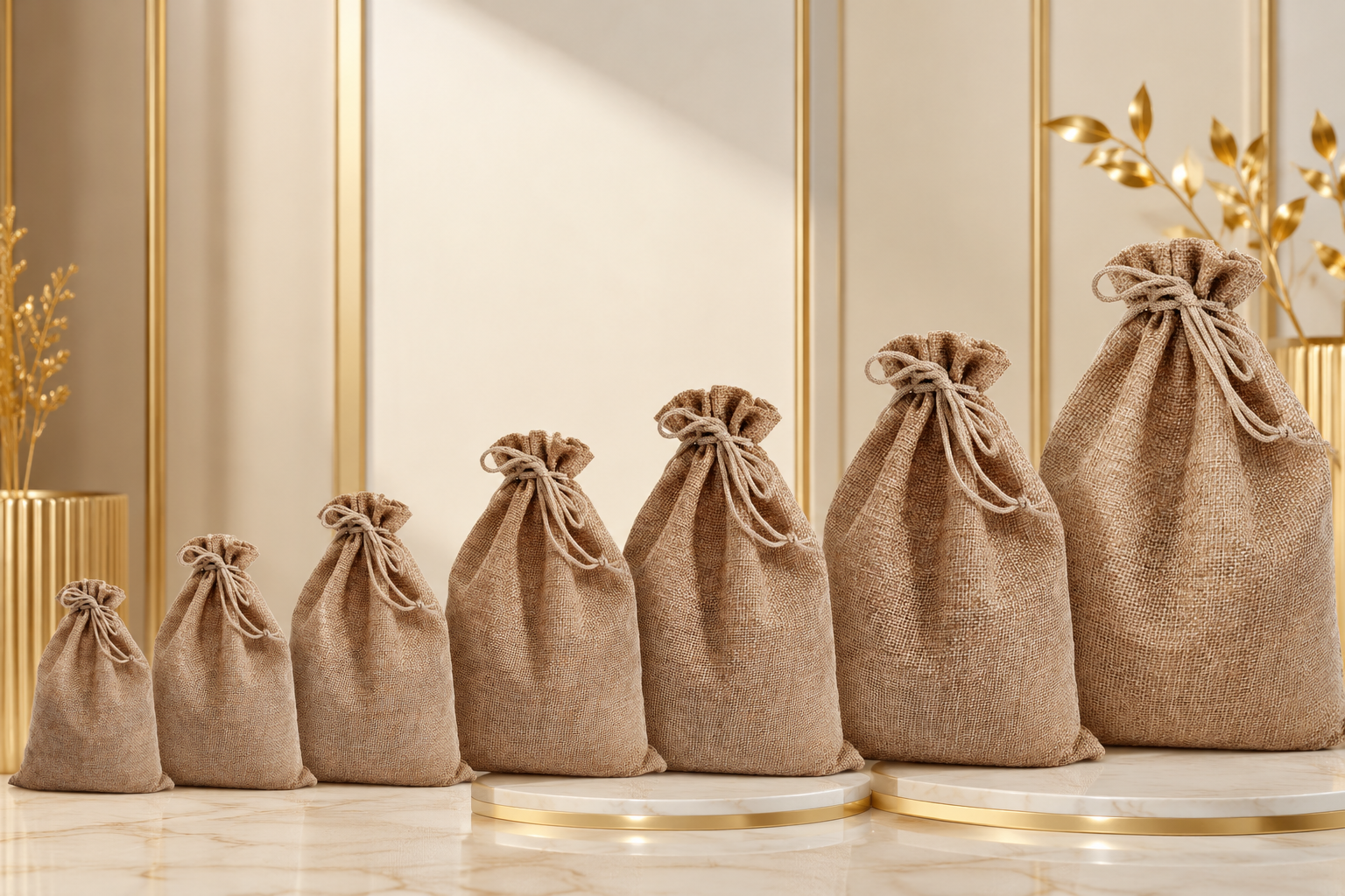 Burlap Gift Bags with Drawstring 7 Sizes Options Brown Linen Jewelry Pouches Wedding Jute Bags for Jewelry and Treat Pouches Party Birthday Wedding Favors Gift.