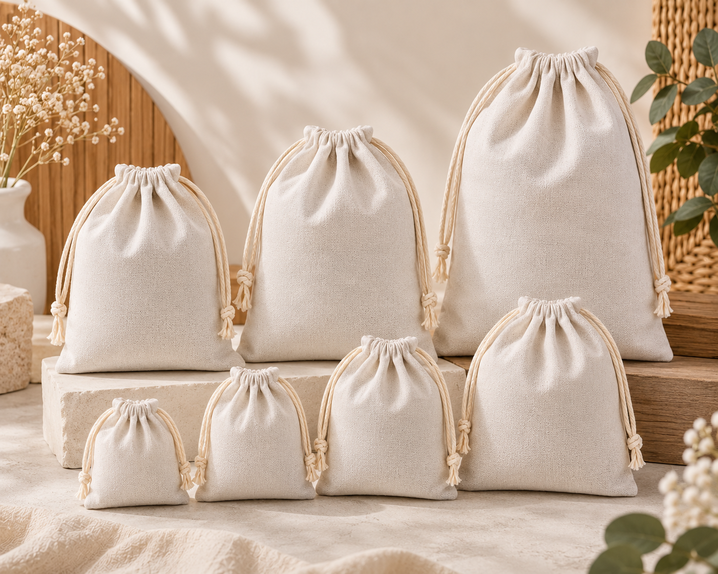 burlap gift bags natural drawstring reusable pouches