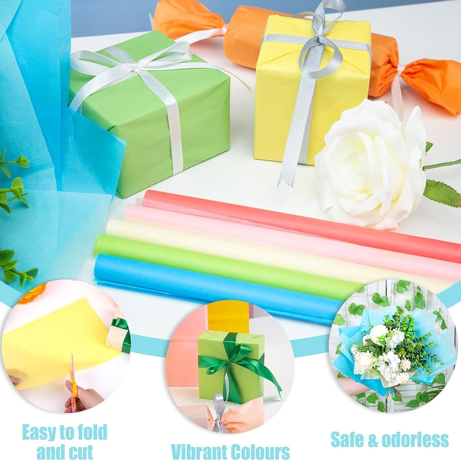 Premium Tissue Paper 50 Sheets (50x75 cm) – 17 GSM Acid-Free Wrapping Sheets for Gifts, T-Shirt Packaging, DIY Art & Craft Projects. - Image 2