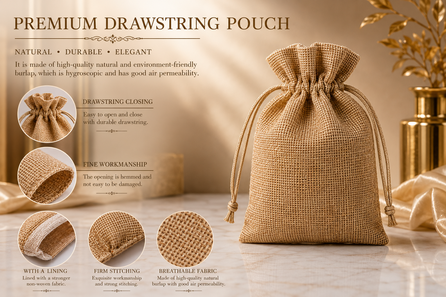 Burlap Gift Bags with Drawstring 7 Sizes Options Brown Linen Jewelry Pouches Wedding Jute Bags for Jewelry and Treat Pouches Party Birthday Wedding Favors Gift. - Image 6