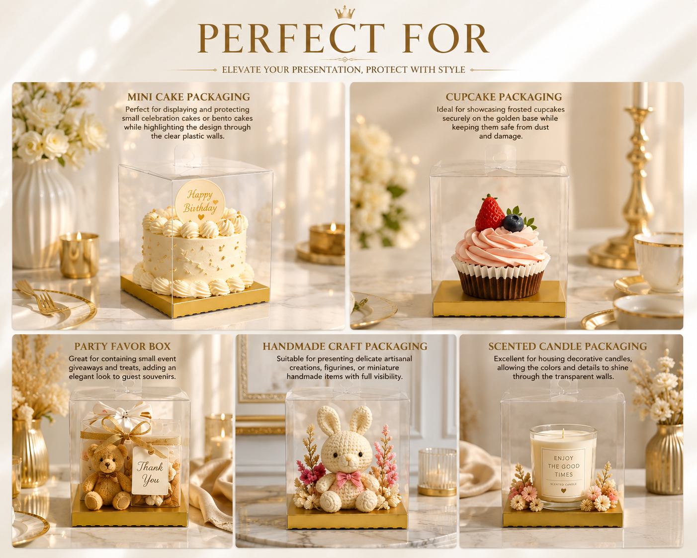 PVC Clear Plastic Favor Boxes – Transparent Gift Display Boxes for Candy, Cupcakes, Jewelry & Crafts – Premium Packaging for Wedding Favors, Parties & Celebrations - Image 3