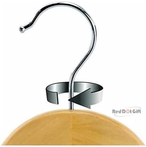 Red Dot Gift B-Grade 45cm Wooden Suit Hangers Solid Wood Coat Clothes Hangers with Non Slip Bar and 360° Swivel Hook (Natural Color) . - Image 3