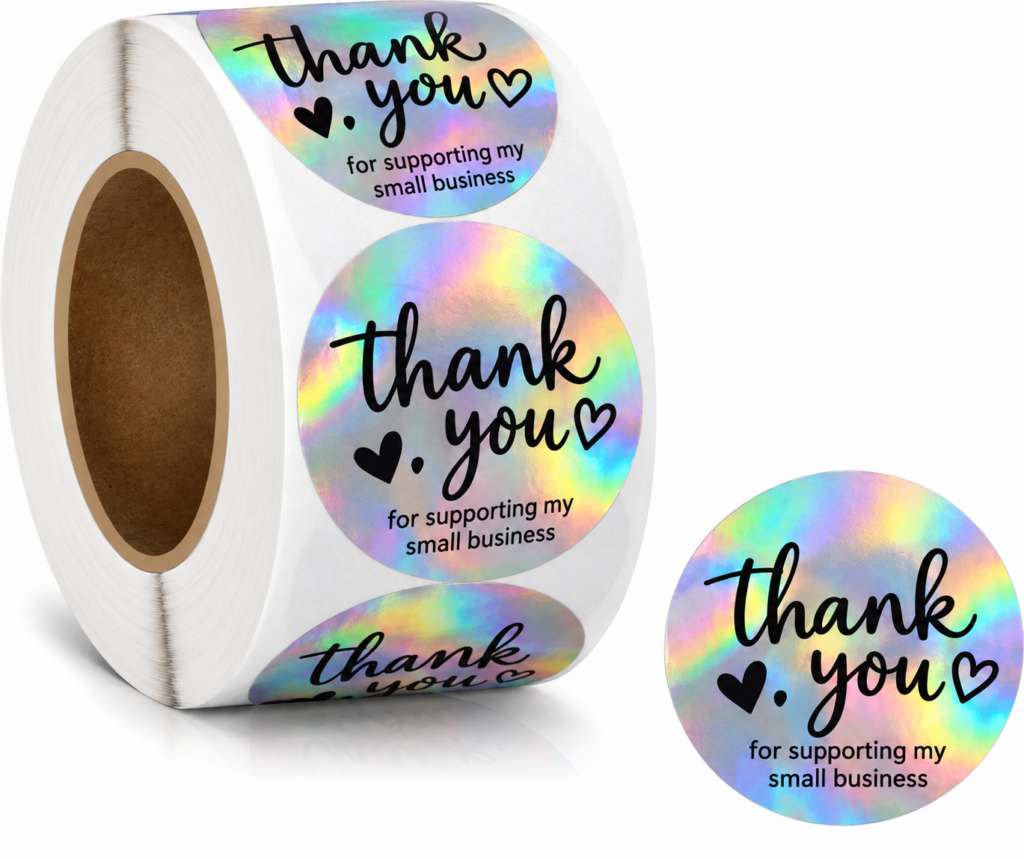 5cm thank you stickers gold foil labels roll