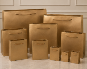 Gold Color Textured Paper Gift Bags - Premium Decorative Shopping & Party Favor Bags for Birthday, Mother’s Day, Baby Shower, Bridal Shower, Wedding Gifts & Retail Packaging.