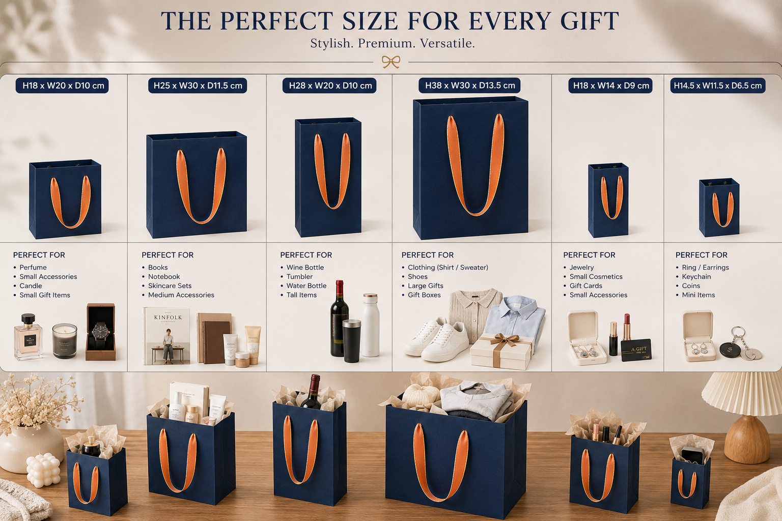Luxury Navy Blue Paper Gift Bags with Gold Satin Handles, Heavy Duty Small Favor Bags for Jewelry, Perfume, Cosmetics, Weddings, Birthdays, and Party Favors - Image 4