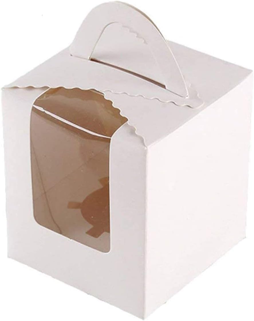 Red Dot Gift Single Cupcake Containers Gift Boxes with Clear Display Window, Secure Inserts, and Carrying Handle (2 Color Options) – Premium Individual Muffin, Pastry, and Bakery Packaging Boxes for Weddings, Parties, and Dessert Treats - Image 4