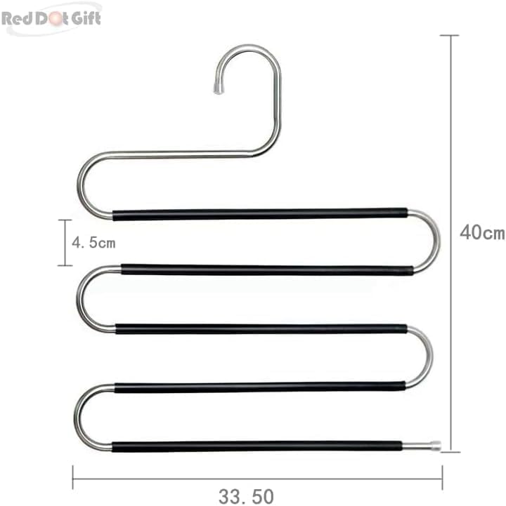 Red Dot Gift® S-Shape Pants Hangers Space Save Non-Slip Trousers Hangers Stainless Steel Clothes Hangers Closet Storage Organizer for Pants Jeans Scarf Hanging - Image 2