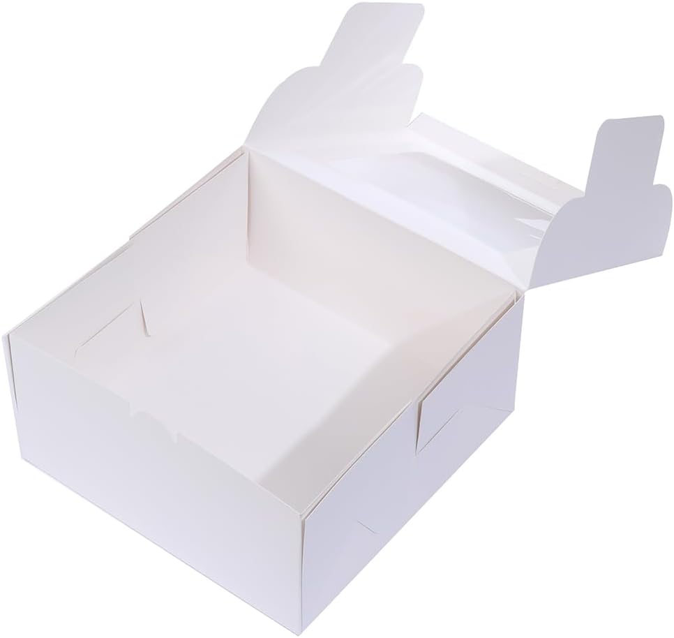 Bakery Boxes( Kraft & White) with Window - 25x25x12.5cm Flat DIY Pastry Boxes for Cakes, Pies, Cookies, and Cupcakes - Image 4