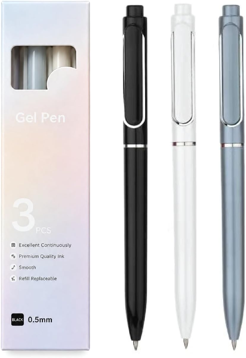 Metallic gel pens with retractable tips