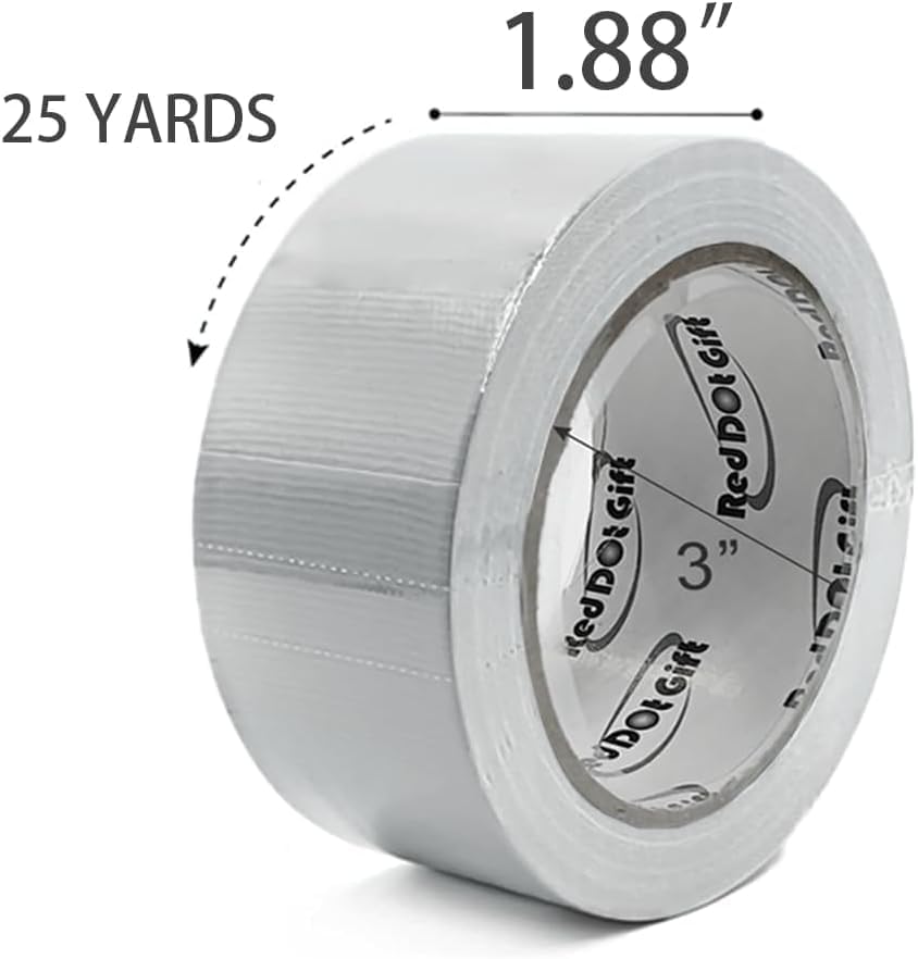 Red Dot Gift® 48mm X 25y Duct Tape Heavy Duty Waterproof Silver Duct Tape, Strong Adhesive Duct Tape Bulk for Indoor Outdoor Repairs Tear by Hand. - Image 5