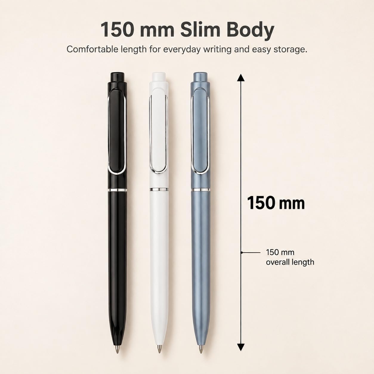 Red Dot Gift 3-Pack Metallic Finish Gel Ink Pens, 0.5mm Fine Tip Quick-Dry Black Pens for Writing & School (150mm) - Image 3