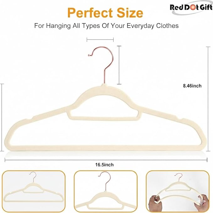 Premium Velvet Hangers with 360-Degree Swivel Rose Gold Hooks (42cm) – Ultra-Slim Space-Saving Non-Slip Heavy-Duty Clothes Hangers for Suits, Shirts, Coat & Dresses - Image 3