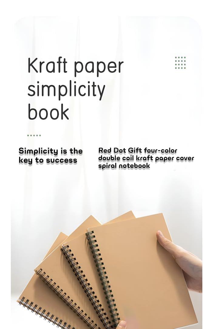 Red Dot Gift® A5 Brown Notebooks, Soft Cover Spiral Notebook Journal, Blank Sketch Book Pad, Wire bound Memo Notepads Diary Notebook Planner with lined Paper. - Image 5