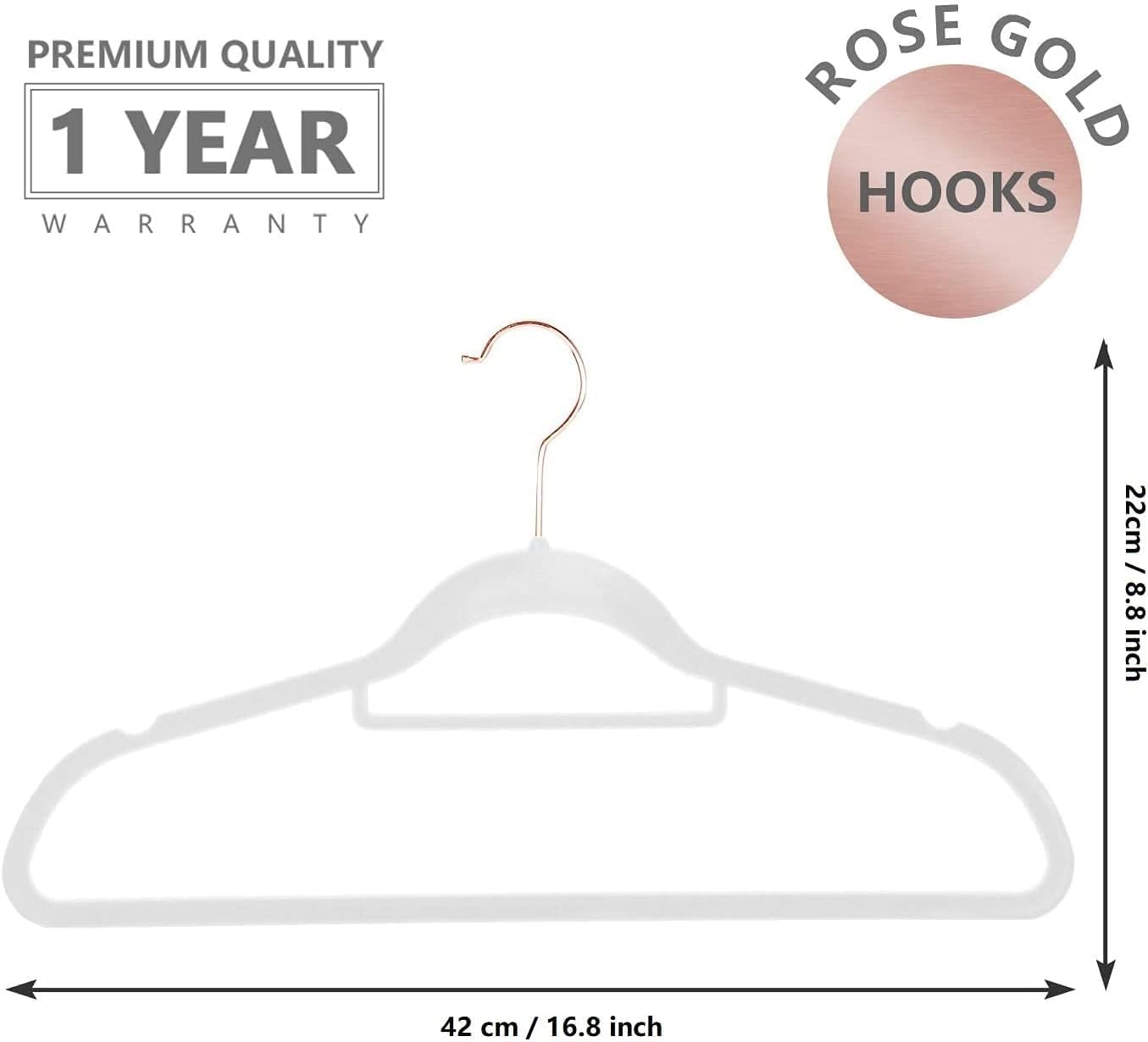 Premium Velvet Hangers with 360-Degree Swivel Rose Gold Hooks (42cm) – Ultra-Slim Space-Saving Non-Slip Heavy-Duty Clothes Hangers for Suits, Shirts, Coat & Dresses - Image 4