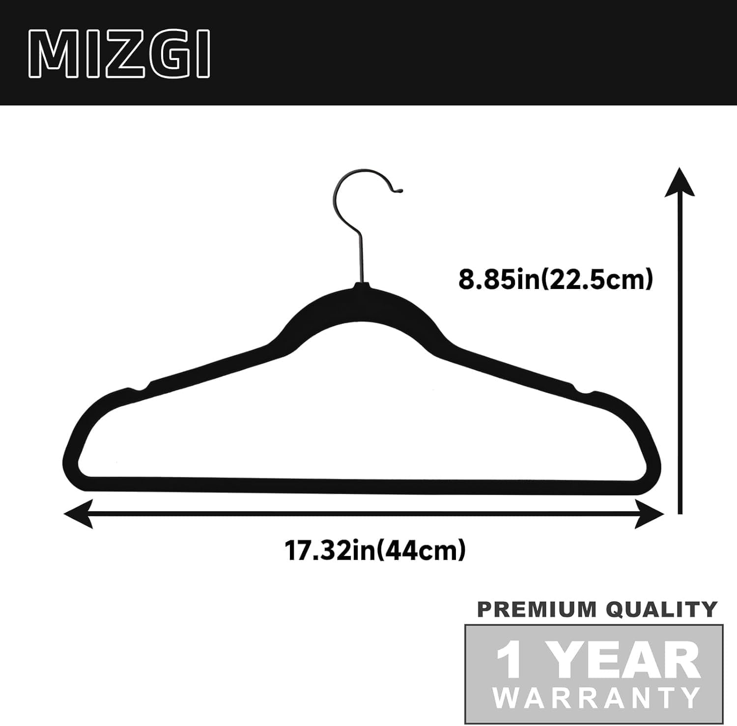 full black non-slip velvet clothes hangers