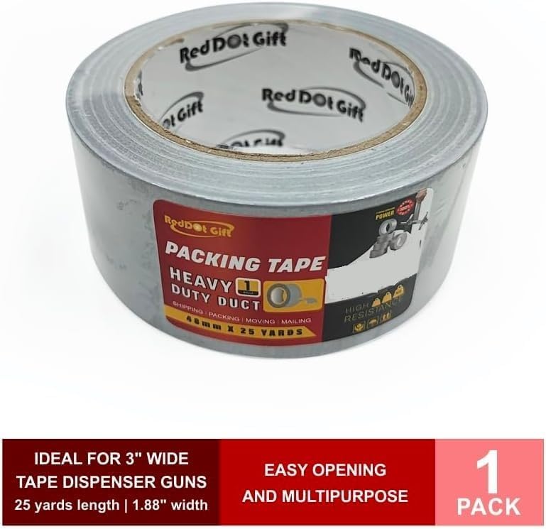 Red Dot Gift® 48mm X 25y Duct Tape Heavy Duty Waterproof Silver Duct Tape, Strong Adhesive Duct Tape Bulk for Indoor Outdoor Repairs Tear by Hand. - Image 4